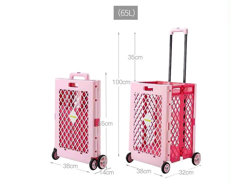 Carro de compras plegable rosa y azul