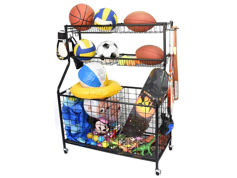 Rack organizador accesorios deportivos y juguetes